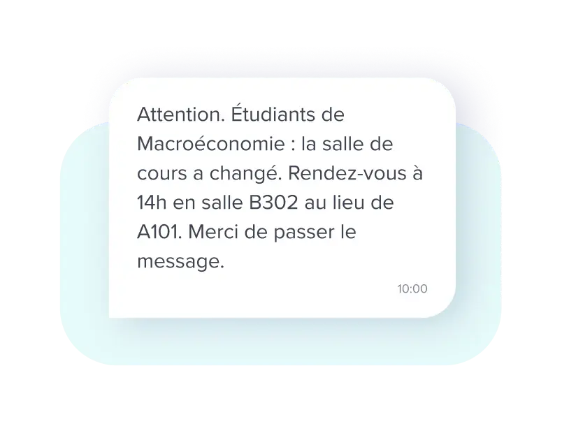 Exemple campagne SMS comportant une mise à jour importante