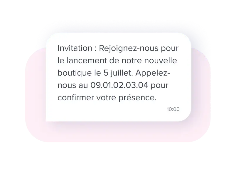 Exemple campagne SMS d'événement