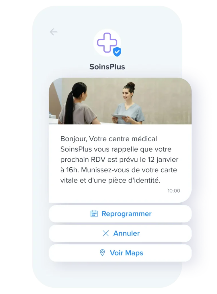 exemple de message RCS pour le milieu de la sant&eacute;