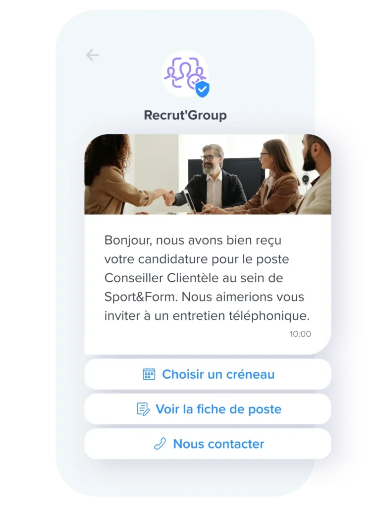 exemple de message RCS pour le recrutement