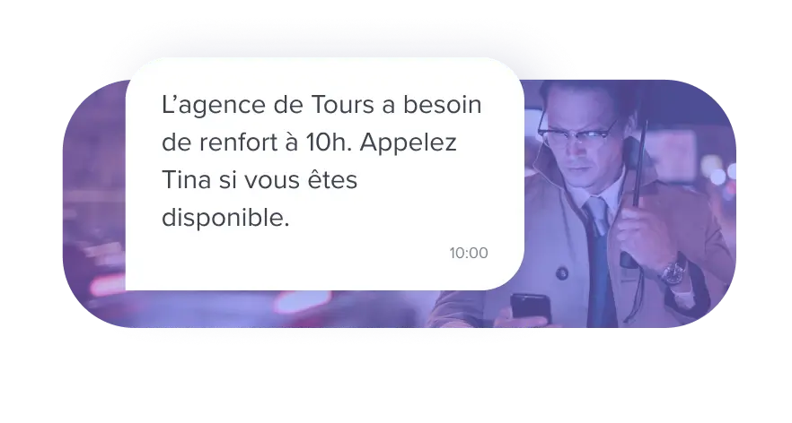 SMS demande renfort employé
