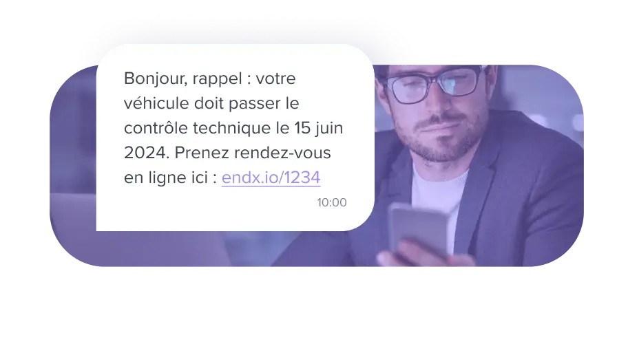 SMS rappel contrôle technique leasing d'entreprise