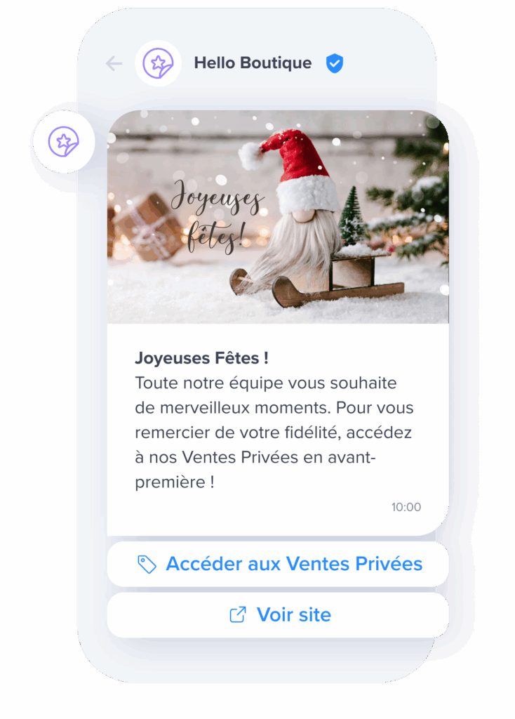visuel exemple message RCS fêtes de noël et ventes privées