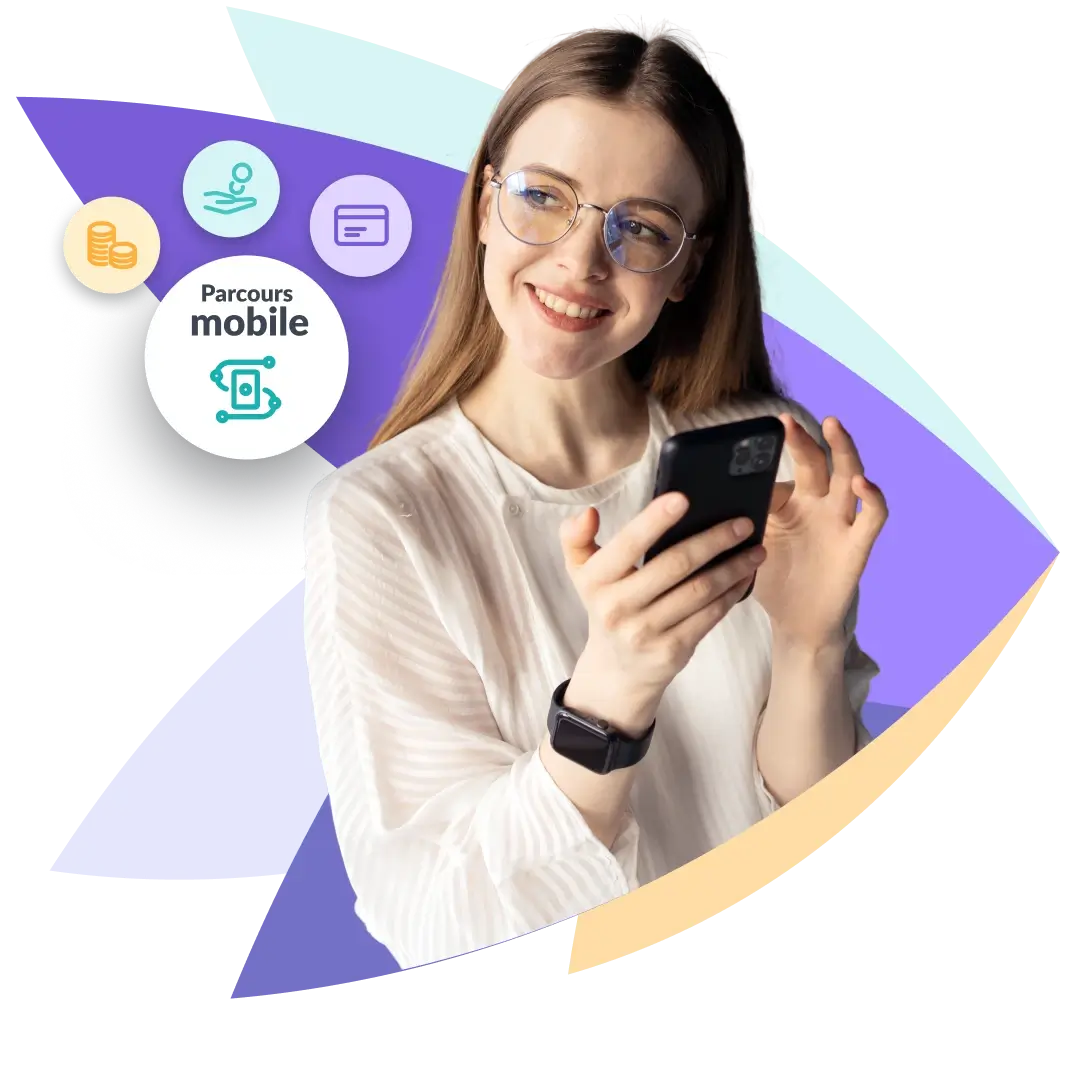 Personne recevant un parcours client mobile