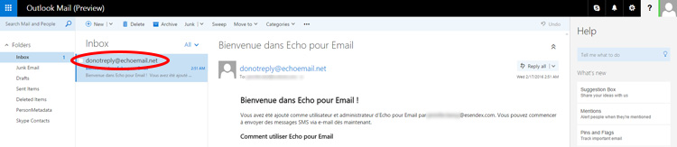email de bienvenue