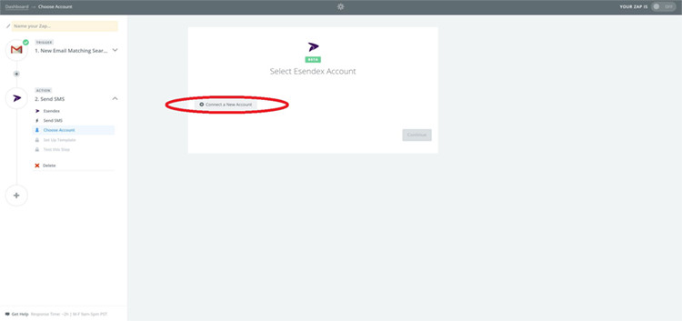 connecter le compte Esendex
